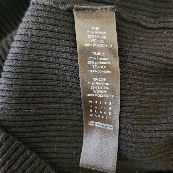 WHBM Black Ribbed Flutter Sleeve Sweater womens size medium - Picture 6 of 12